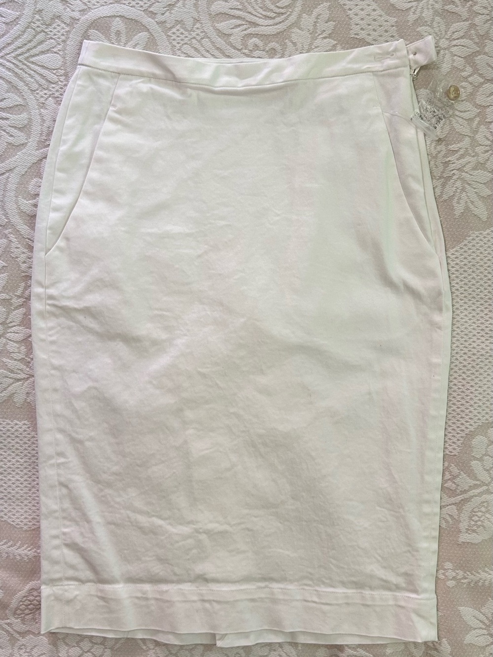 Classic White Pencil Skirt with Clean Waistband